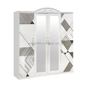 Armoire-penderie ouverte en acier au design moderne, armoire de placard, casier en acier imprimé et stratifié avec miroir