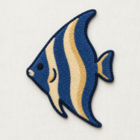 Applique en chenille personnalisée motif animal marin, patch brodé 3D tactile effet serviette, à thermocoller/coudre, pour vêtements, sacs, casquettes, ornements faits main