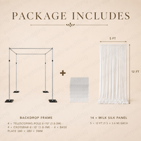 Kit de support de toile de fond de luxe ANNIELU pour mariage, avec 14 panneaux en soie de lait, en aluminium et polyester, pour la décoration de scène de mariage