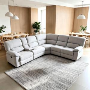 Divano Componibile Moderno Design Cloud, Divano Letto Reclinabile Manuale in Tessuto, Forma a L Ovale, Estensibile e Personalizzabile per Soggiorno - Product Image 4