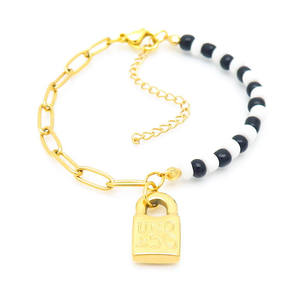 Brazaletes españoles <span class=keywords><strong>Pulseras</strong></span> Joyería <span class=keywords><strong>de</strong></span> moda Mujeres N Joyeria O <span class=keywords><strong>De</strong></span> <span class=keywords><strong>50</strong></span> Joyería Calidad superior 316L Cuentas <span class=keywords><strong>de</strong></span> oro Pulsera U - Product Image 1