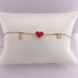 Pulseras de Oro Puro de 18K con Dijes Brillantes, Diseño Simple con Colgante de Corazón, Joyería Real de Moda con Certificado para Fiestas y Bodas - Product Image 2