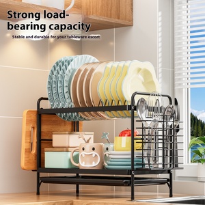 현대 주방 보관 접시 그릇 건조 랙 금속 식기 홀더 주방 2 층 접시 배수 보관 랙 - Product Image 2