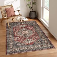 Waschbarer Kunstkaschmir-Teppich mit Vintage-Print, Weicher Akzent-Teppich für Schlafzimmer und Wohnzimmer, Maßgefertigtes Persisches Design