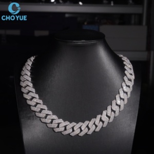 Cadena Cubana de Moissanita de 20MM con Micro Pavé de 4 Filas, Estilo Hip Hop, Chapada en Rodio, Plata 925, Joyería de Moda con Diamantes Completos - Product Image 5
