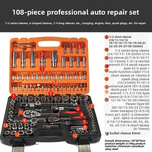108 Mảnh Nhiệm Vụ Nặng Nề Cơ Công Cụ Kit Ổ Cắm Thiết Lập Với Cờ Lê & Bit Công Cụ Cho Sửa Chữa Xe Cho Nhà Để Xe Và Hội Thảo Sử Dụng - Product Image 3