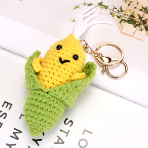 X48 Porte-clés Poupées Alimentaires en Crochet à Expressions Amusantes (Fruits et <span class=keywords><strong>Légumes</strong></span>) : Avocat, Maïs, Ananas, Poupée en Tricot et Crochet, Fil Amigurumi T - Product Image 6