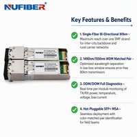 Module émetteur-récepteur SFP+ 10G BIDI BX80 80km Simplex LC DDM avec récepteur APD pour longue portée, vente en gros pour les télécommunications