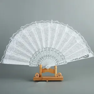 Plastic Performances Hand Held Fans Pure Color Cloth Fabric Folding Dance Fan Art Craft Wedding Party Gift Home Decorations