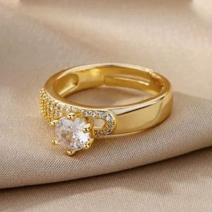 Anillo de Latón Circular de Moda con Incrustaciones de Circonita, Chapado en Oro de 18K, Anillo Unisex Moderno - Product Image 3