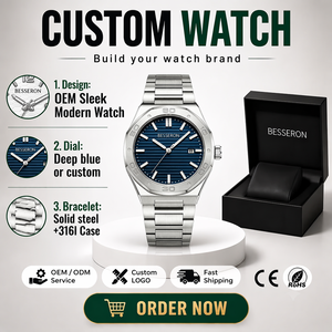 Reloj de lujo con logotipo personalizado para hombre, cuarzo, acero inoxidable 316L, resistente al agua 5ATM, movimiento japonés Miyota 2115, fábrica con certificación CE - Product Image 1