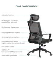 Chaise de bureau ergonomique réglable en hauteur en maille de fabrication chinoise Yazhi, dossier haut, chaise de direction avec appui-tête