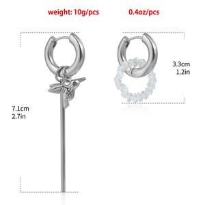 ต่างหูห่วงคริสตัลสไตล์มินิมอลสำหรับผู้หญิงกระดุมอินเทรนด์แบบเรียบง่ายองค์ประกอบนกทำจากสังกะสีอัลลอยของขวัญที่สมบูรณ์แบบ - Product Image 6