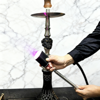 Chicha lumineuse à motif en relief - Lumière violette réglable et corps en métal pour un loisir élégant