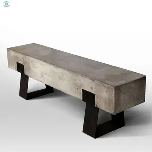 Factory Hot Selling Light Grey Rectangular Bench Outdoor Concrete Cement Long Beach For Sale