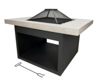 Maison jardin cheminée en bois traditionnelle Patio extérieur Grill Table carrée foyer avec barbecue Portable MGO et foyer en acier