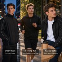 Veste coupe-vent pour homme avec logo personnalisé, tissu performant, surpiqûres réfléchissantes sur les manches, légère, respirante, streetwear urbain pour l'extérieur