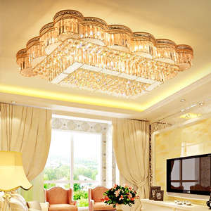 Nouveau Style plafonnier moderne Restaurant hôtel or rond rectangle LED luxe cristal plafonnier - Product Image 3