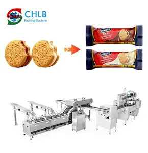 Full Automatic Biscuit Sandwich Machine On edge Packing Cream Sandwich Biscuit Machine with Flow Packing Machine