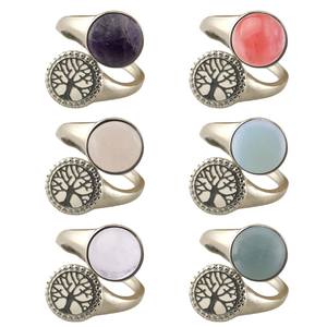 El diseño del anillo del árbol <span class=keywords><strong>de</strong></span> <span class=keywords><strong>la</strong></span> <span class=keywords><strong>vida</strong></span> <span class=keywords><strong>de</strong></span> cristal natural se siente pequeño y <span class=keywords><strong>de</strong></span> lujo Anillo <span class=keywords><strong>de</strong></span> apertura ajustable Joyería - Product Image 3