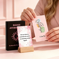 Carte con Affermazioni Personalizzate Stampate su Carta Artistica Opaca Laminata, Carte con Citazioni Ispirazionali con Supporto in Legno per la Cura di Sé