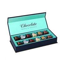 Boîte à chocolats rigide haut de gamme faite à la main pour la Saint-Valentin, en carton alimentaire recyclable, avec 12 compartiments, revêtement imperméable et doublure en éponge