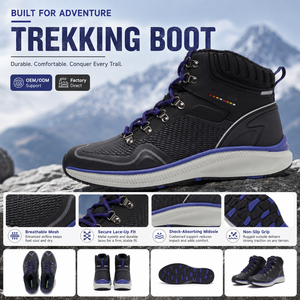 Bottes de randonnée professionnelles pour l'extérieur, chaussures de trekking imperméables, bottes de randonnée à haute tige, semelle en caoutchouc durable antidérapante pour le camping et l'escalade - Product Image 2