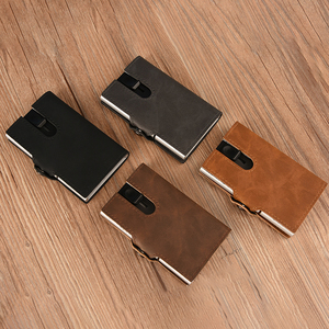 Casekey Custom Logo Smart Pop up Aluminum <b>Wallet</b> Carteras Cuero PU Leather ID Cardholder Credit Card <b>Wallet</b> <b>Holder</b> for Men Women - Product Image 1