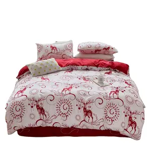 Weihnachten 3D Bett bezug Mikro faser Bettwäsche-Sets Deer Design Bedruckte Bettwäsche mit Kissen bezügen