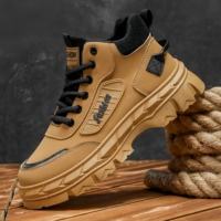 Chaussures pour hommes 2026 – Nouvelles bottes montantes printemps-automne – Tendance polyvalente – Bottines décontractées à semelle épaisse