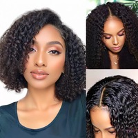 Perruque Lace Front Bestseller pour Femme, Cheveux Courts Bouclés Style Afro, Volumineuse, Naturelle, Polyvalente, Couvre-tête Complet, Noire, 12-16 Pouces DY300