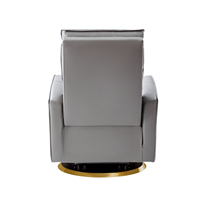 Fauteuil inclinable manuel pivotant et à bascule en cuir véritable gris, meubles de salon