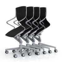 Chaise de bureau pivotante moderne avec cadre en plastique, chaise de personnel respirante avec insert élastique et réglage en hauteur