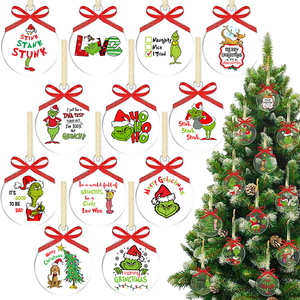 Nhà Máy Bán Buôn New grinch Acrylic Đồ Trang Trí Giáng Sinh Nhựa Thủ Công Mỹ Nghệ Cây Mặt Dây Chuyền Cho Kỳ Nghỉ Đảng Bầu Không Khí Trang Trí - Product Image 1