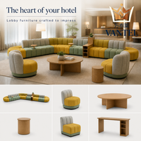 Mobilier de hall d'hôtel moderne : Ensemble de canapés modulaires incurvés sur mesure avec fauteuils et tables pour projets hôteliers