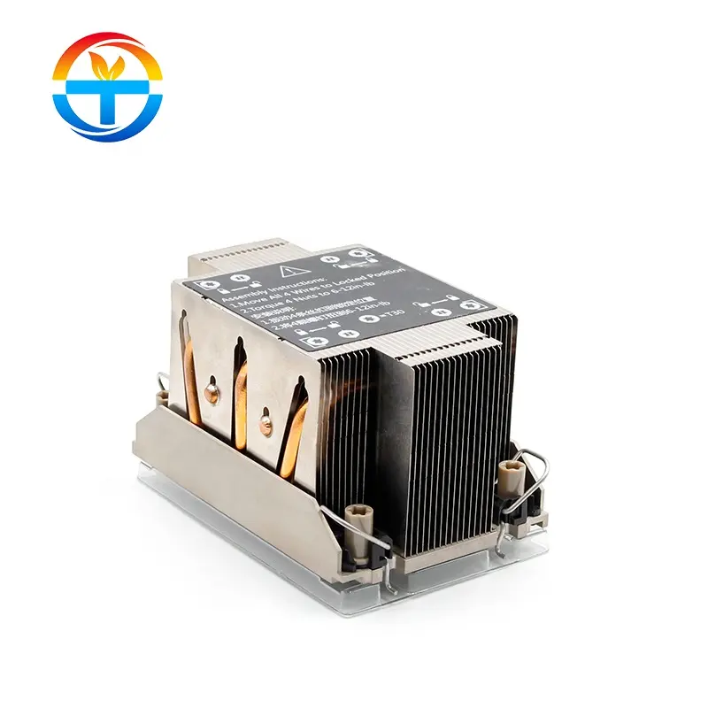 300W 2U Square Aluminum Server Heatsink with Cooper Heatpipe High Efficiency Aluminum Profiles