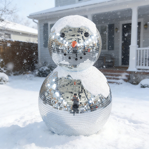Bonhomme de neige géant en boule disco de 120 cm de haut, décoration de bonhomme de neige en miroir de grande taille avec des boules de 80 cm et 60 cm pour la décoration extérieure des centres commerciaux, des stations de <span class=keywords><strong>ski</strong></span> - Product Image 5