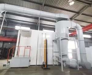 Quick Color Change Industrial Automatic Electrostatic Powder Coating Line With Multi-Cyclone PP Spray Booth Powder Recovery