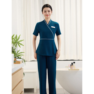 Women's Short Sleeve Work Uniform Set Moisture Wicking Comfortable For Beauty Salon Spa Wellness Center - Product Image 3