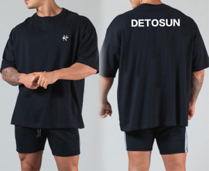 Camiseta OEM de Alta Calidad, 210g, Extra Grande, 95% Algodón, 5% Elastano, con Logotipo Personalizado, Holgada, para Hombre, Fabricante, Venta al Por Mayor - Product Image 1