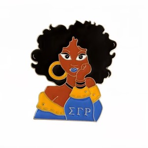 Broches personnalisables de la sororité Sigma Gamma Rho, badges de vote, broches SGR, épingles de talon, broches cheveux bouclés bleu or pour femmes - Product Image 2