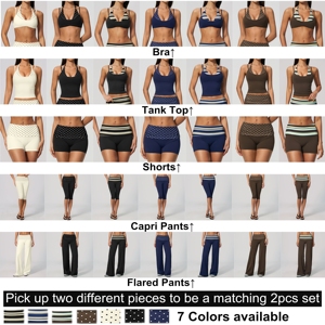 Conjunto de Yoga Deportivo Suave, Top Corto, Pantalones Cortos con Rayas y Puntos, Leggings, Traje de Yoga para Gimnasio y Fitness para Mujer - Product Image 4