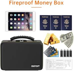 फायरप्रूफ जिपर और लॉक के साथ फायर प्रूफ हार्ड शेल सुरक्षा बॉक्स, कैश/पासपोर्ट के लिए मल्टी-लेयर इन्सुलेटेड सुरक्षित - Product Image 4