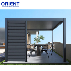 <span class=keywords><strong>Pergola</strong></span> en aluminium à <span class=keywords><strong>lames</strong></span> <span class=keywords><strong>orientables</strong></span>, résistante aux fortes charges de neige, avec stores enrouleurs et porte vitrée relevable pour activités extérieures - Product Image 5
