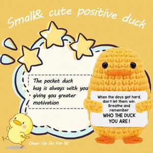 Animaux en peluche en crochet faits main, canard positif tricoté, avec cartes positives, cadeaux de Noël pour hommes et femmes - Product Image 3