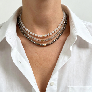 Collar de cuentas facetadas de piedras preciosas con espaciador de metal dorado, gargantilla delicada de hebra corta, joyería OEM personalizada - Product Image 3