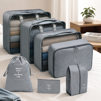 Ensemble de 7 cubes de rangement en maille pliables et portables de style vintage avec fermeture éclair pour valises et bagages de voyage, fabriqués en tissu durable