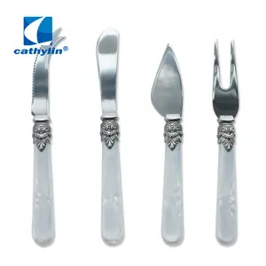 Elegant stainless steel plastic handle marble cake cutter and knife server set wedding cheese tools