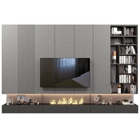 Vente en gros de meubles de salon en forme de marbre avec dessus en MDF moderne cheminée électrique en verre support de télévision en bois