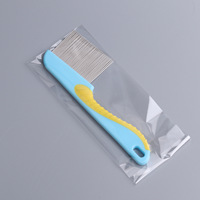 Peigne anti-tiques et puces à dents longues avec manche en plastique antidérapant, brosse pour le visage du chien à dents fines, peigne à puces en acier inoxydable, peigne à poux pour les pellicules